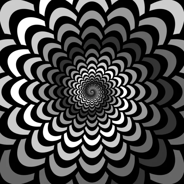 Design monochrome abstrait spirale mouvement fond — Image vectorielle