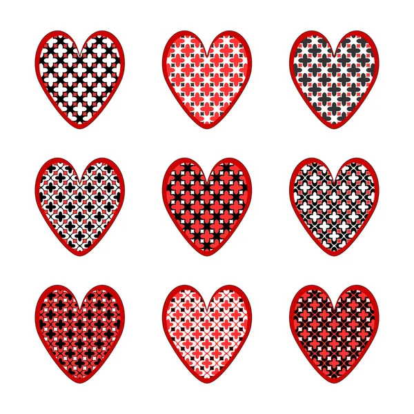 Set von Design-Herz-Ikonen für Valentinstag und Hochzeit — Stockvektor