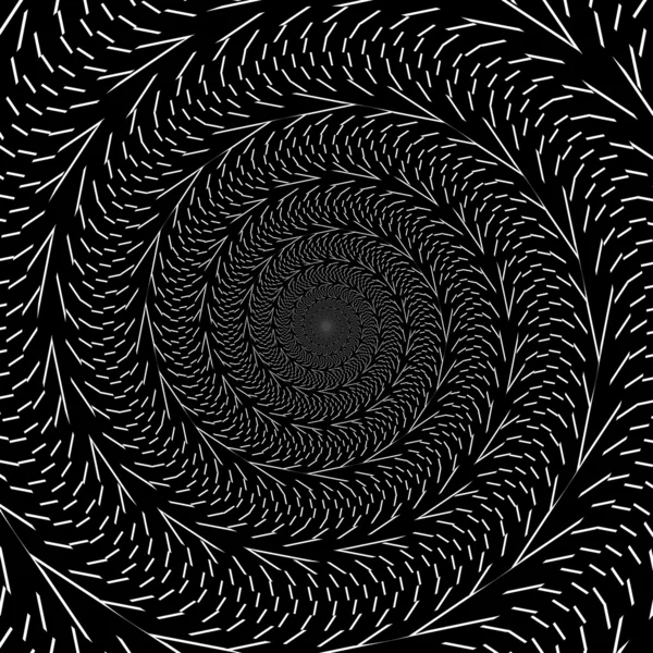 Monocromático perspectiva abstrata funil espiral pano de fundo na op art — Vetor de Stock