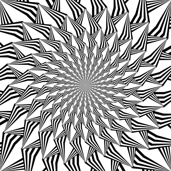 Monocromo abstracto decorativo tira espiral fondo en op art — Archivo Imágenes Vectoriales