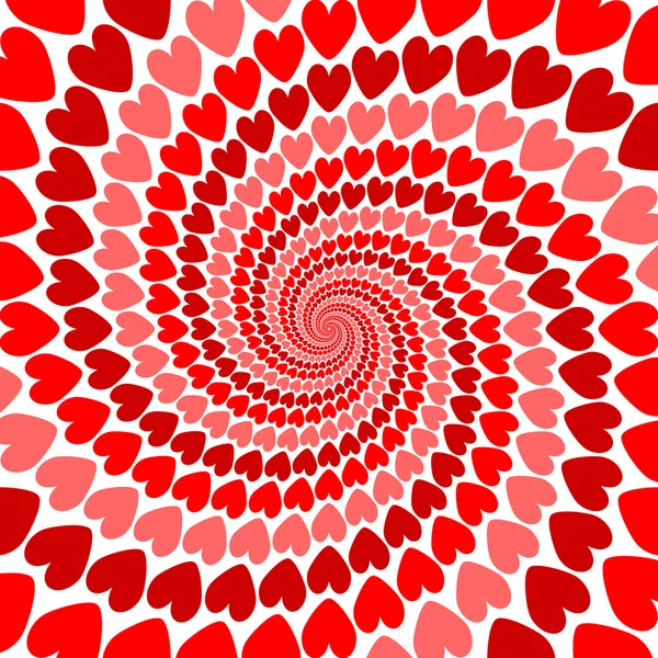 Design rosso cuore vortice movimento sfondo. Biglietto di San Valentino — Vettoriale Stock