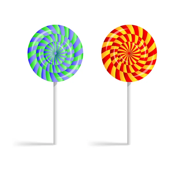 Colorful striped lollipops isolated on a white background — Stock Vector