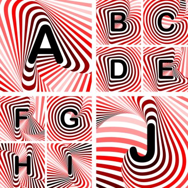 ABC harfleri tasarım bir j. için Şerit çizgileri büküm fo dokulu.