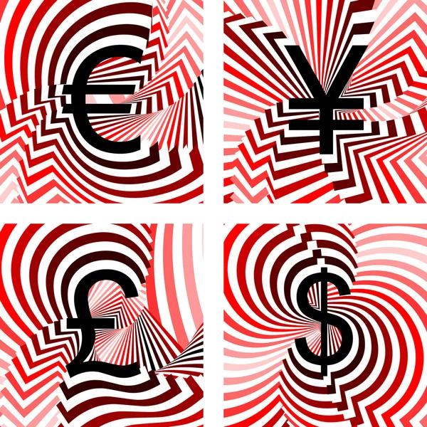 Дизайн валютных значков. Евро, иена, фунт, доллар — стоковый вектор