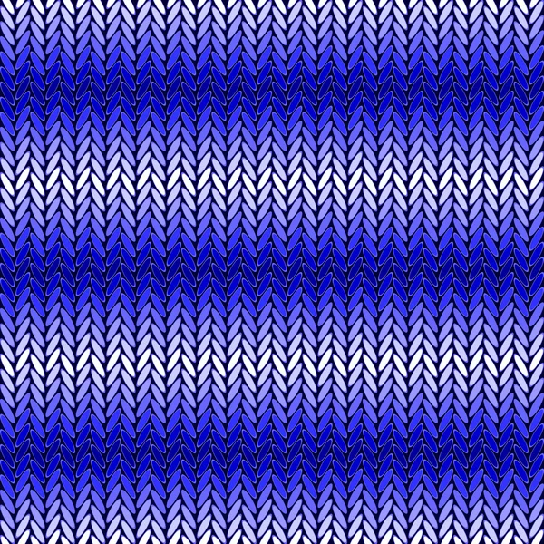 Design seamless blue horizontal knitted pattern. Thread textured — Stock Vector