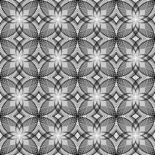 Design sans couture motif floral décoré non coloré. Résumé cir — Image vectorielle