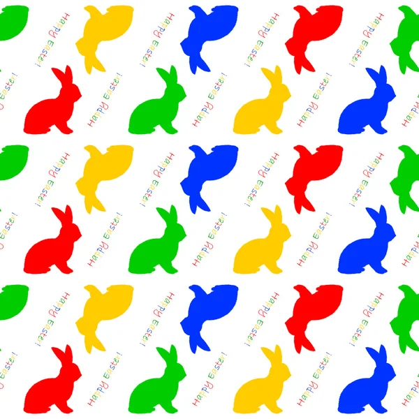 设计无缝复活节兔子兔子图案。抽象色系 — 图库矢量图片