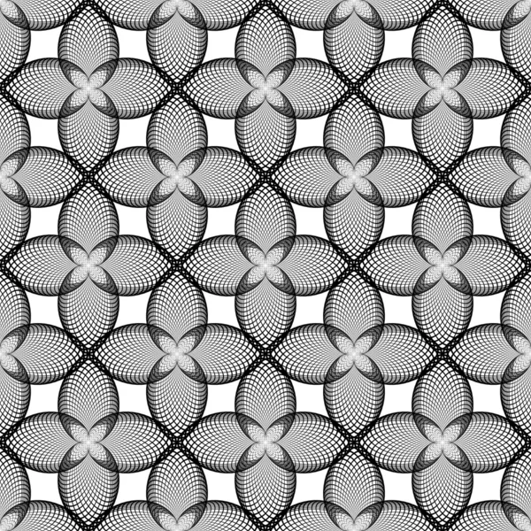 Design motif de fleur décoratif monochrome sans couture. Résumé t — Image vectorielle