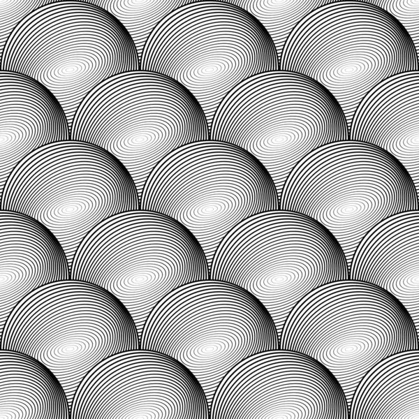 Diseño sin costura sin color esfera volumétrica líneas geométricas patt — Vector de stock