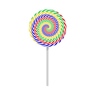 Beyaz bir arka plan üzerinde izole renkli çizgili lolipop