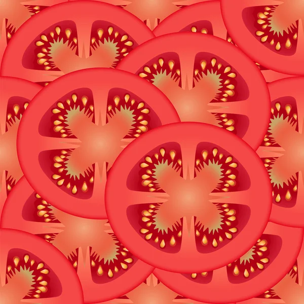Légumes tomate tranchés. Conception sans couture motif coloré — Image vectorielle