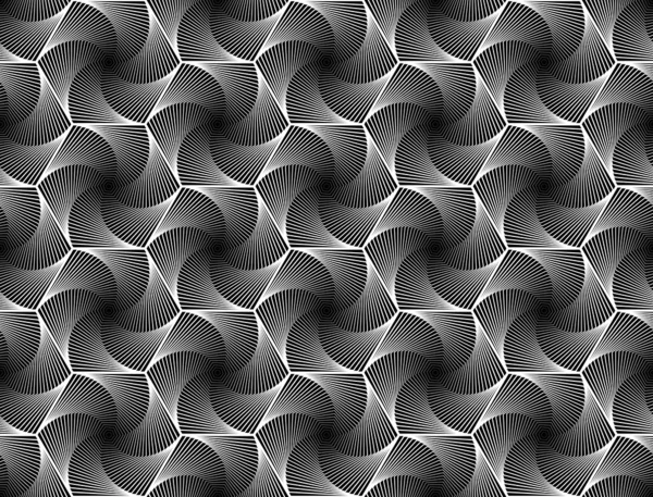 디자인 완벽 한 흑백 6 각형 기하학적 패턴 — 스톡 벡터