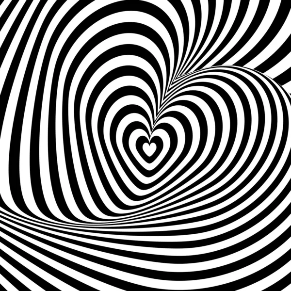 Design heart swirl rotation illusion background — Stock Vector