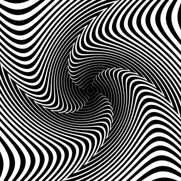 Diseño monocromo vórtice movimiento ilusión fondo — Archivo Imágenes Vectoriales