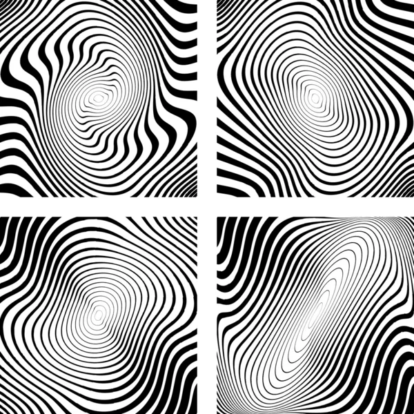Ensemble de motifs monochromes mouvement tourbillon circulaire milieux — Image vectorielle