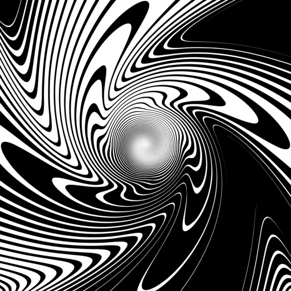 Design monochrom Wirbel Bewegung Illusion Hintergrund — Stockvektor