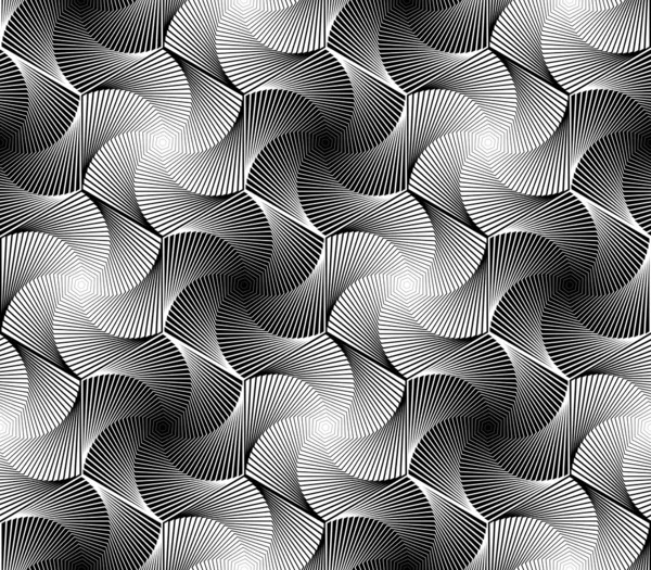 Naadloze monochroom zeshoek geometrische ontwerppatroon — Stockvector