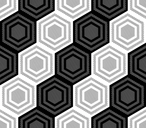 Design senza soluzione di continuità modello geometrico esagonale monocromatico — Vettoriale Stock