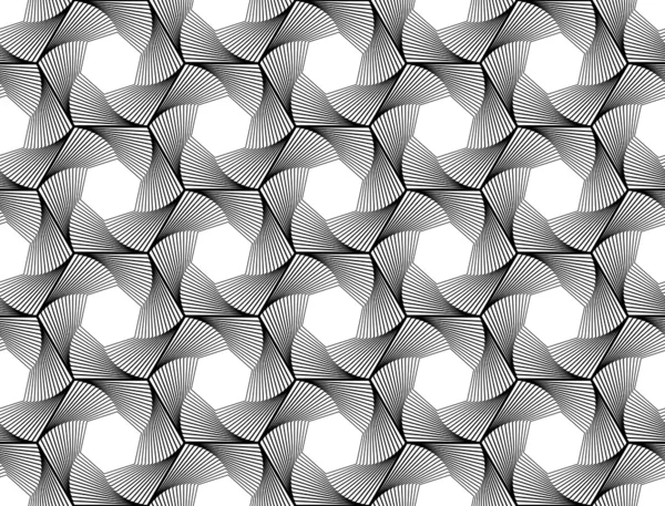 Diseño inconsútil patrón geométrico hexágono monocromo — Vector de stock