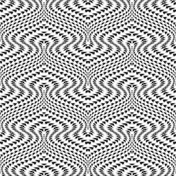 Diseño sin costuras monocromo movimiento ilusión patrón trellised — Archivo Imágenes Vectoriales