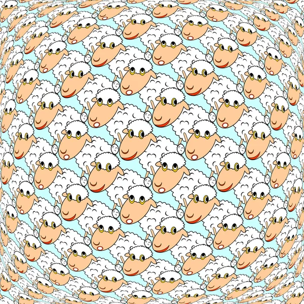 Modèle de mouton dessin animé déformé coloré de conception — Image vectorielle