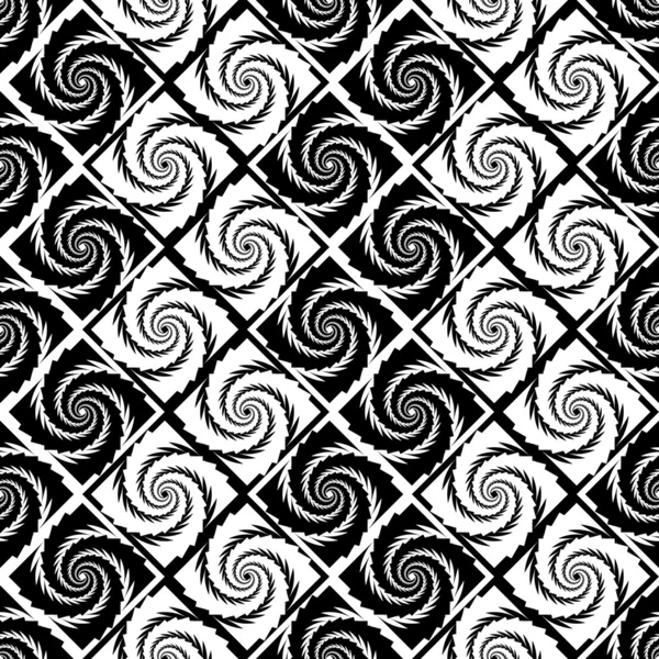 Diseño inconsútil patrón monocromo vórtice zigzag — Vector de stock
