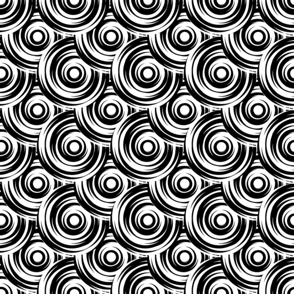 Diseño de patrón de círculo monocromo sin costuras — Vector de stock