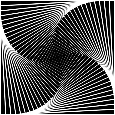 Design monochrome swirl movement square geometric background clipart