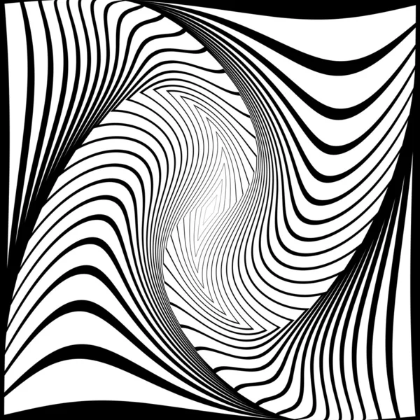 Design monochrom Wirbel Bewegung Illusion Hintergrund — Stockvektor