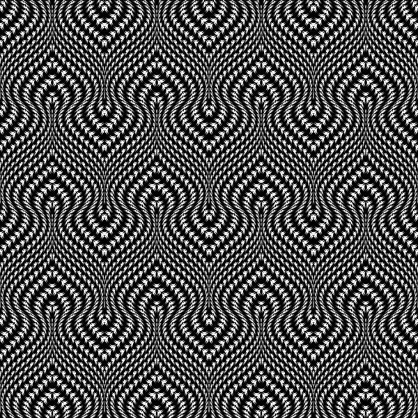Diseño sin costura monocromo ilusión patrón trellised — Vector de stock