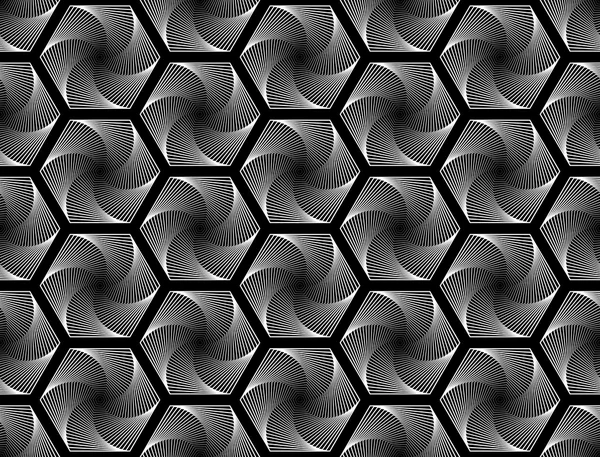 Tervezési varrat nélküli fekete-fehér hatszög geometrikus minta — Stock Vector