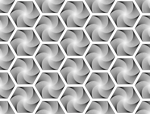 Tervezési varrat nélküli fekete-fehér hatszög geometrikus minta — Stock Vector