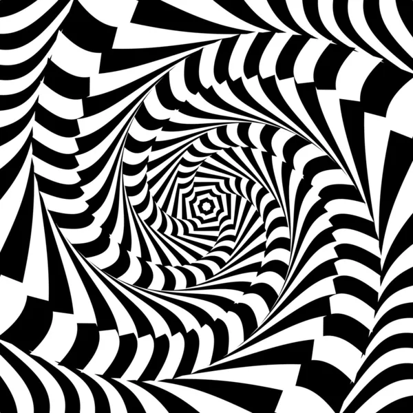 Design monochrome whirl movement illusion background — Stock Vector