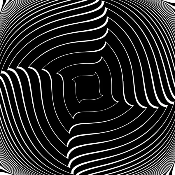 Design monochrome vortex mouvement illusion fond — Image vectorielle