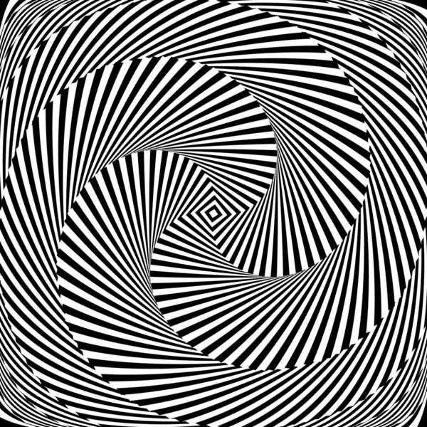 Design monochrome vortex circular movement illusion background — Stock Vector