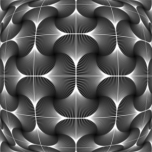 Design monochrome warped grid decorative pattern — Stock Vector