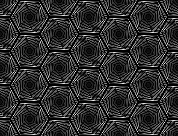 Diseño inconsútil patrón geométrico hexágono monocromo — Vector de stock