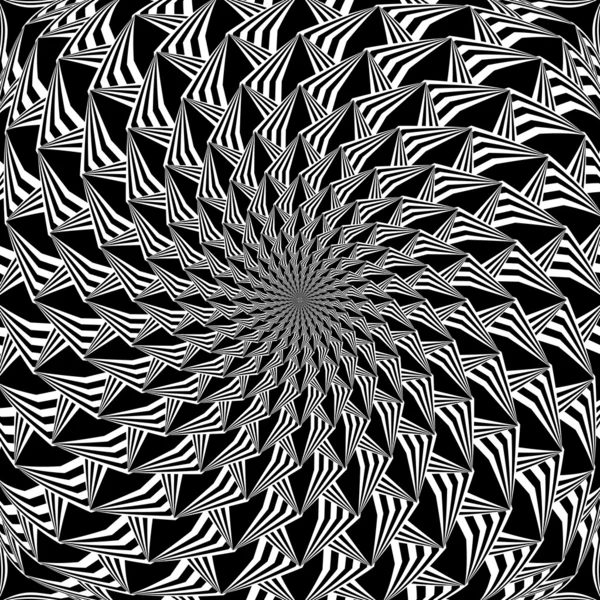 Monocromo abstracto decorativo tira espiral fondo en op art — Vector de stock