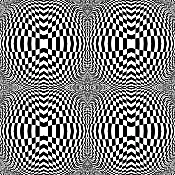 Conception mouvement monochrome illusion arrière-plan damier — Image vectorielle