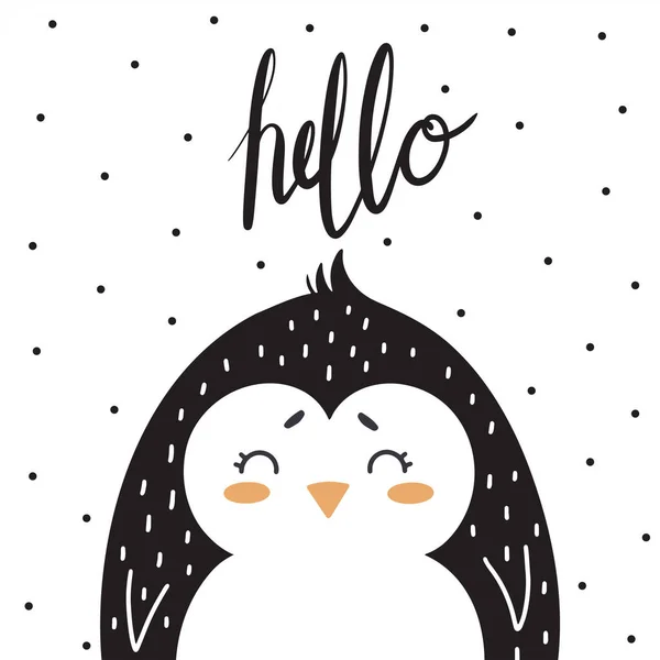 Lindo Pingüino Estilo Escandinavo Con Letras Para Diseño Niños — Foto de Stock