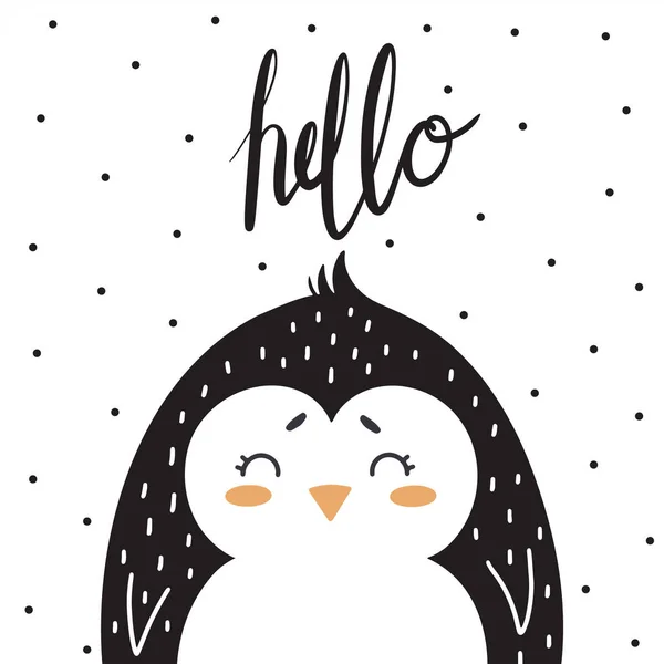 Leuke Pinguïn Scandinavische Stijl Met Belettering Voor Kinderontwerp — Stockfoto