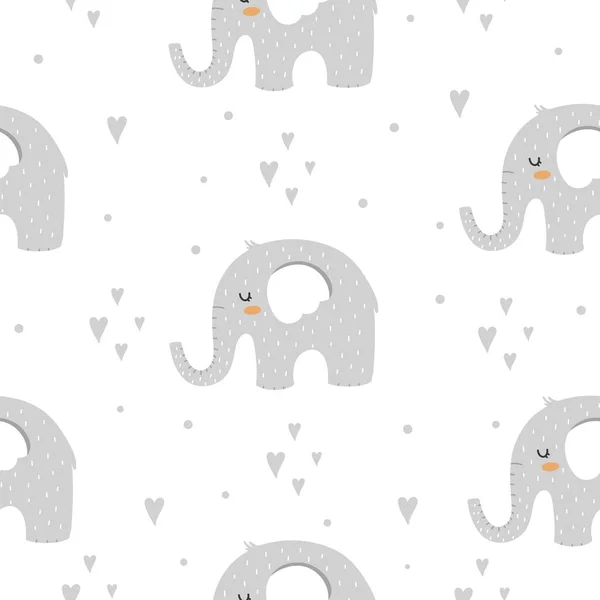 Modello Senza Cuciture Con Elefanti Stile Scandinavo Design Dei Bambini — Foto Stock