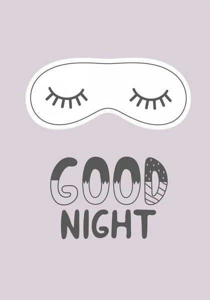 Желаю Спокойной Ночи Скандинавской Маске Сна Сиреневом Фоне — стоковое фото