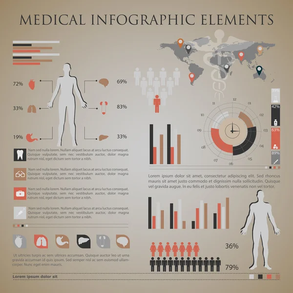 Elementos infográficos médicos — Vector de stock