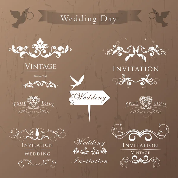 Collection Invitation Vintage mariage — Image vectorielle