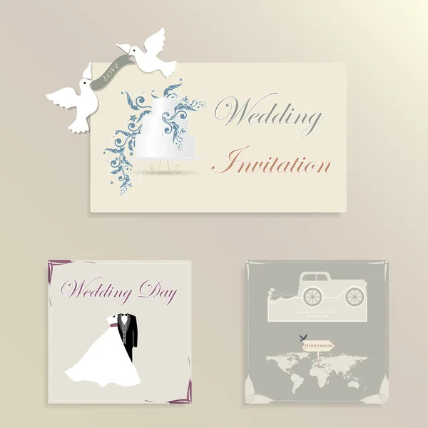 Uppsättning av bröllop dekorationer — Stock vektor