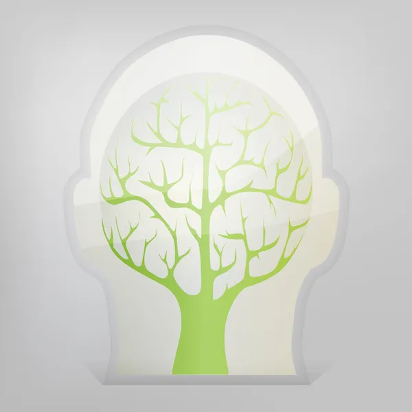 Gehirnbaumillustration, Baum des Wissens, Medizin, Umwelt — Stockvektor