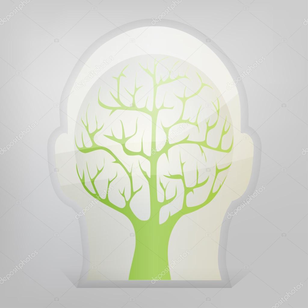 Brain tree illustration, tree of knowledge, medical, environment