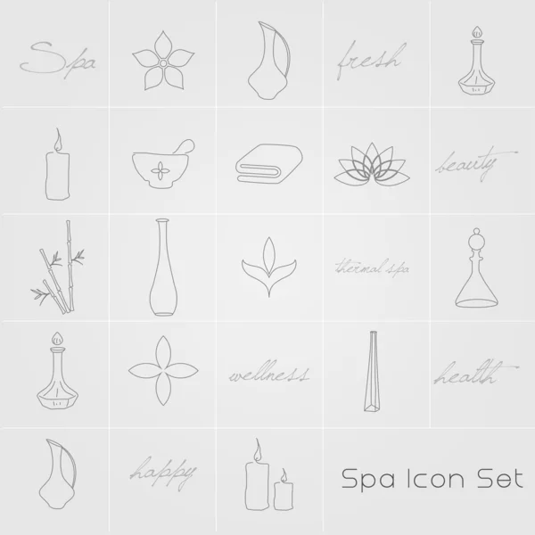 Ilustración vectorial de varios iconos del spa — Archivo Imágenes Vectoriales