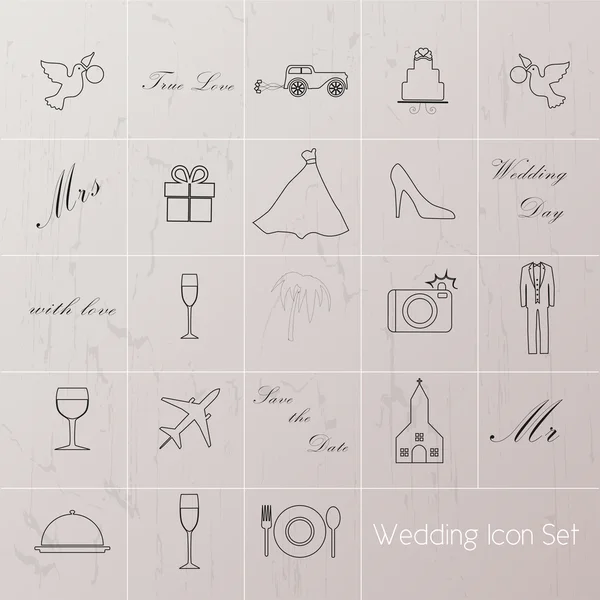 Iconos de boda — Vector de stock